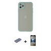 MARSİLYAN™- iPhone 12 Pro Kılıf Ahenk Çizgi Serisi - Siyah 34D Hayalet Izgaralı Cam + Renkli Kamera Lens Koruma Cam - MI
