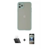 MARSİLYAN™- iPhone 12 Pro Kılıf Ahenk Çizgi Serisi - Siyah 34D Hayalet Izgaralı Cam + Kamera Lens Koruma Cam - SF