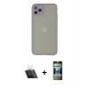 MARSİLYAN™- iPhone 12 Pro Kılıf Ahenk Çizgi Serisi - Siyah 34D Hayalet Izgaralı Cam + Kamera Lens Koruma Cam - SF