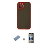 MARSİLYAN™- iPhone 12 Pro Kılıf Ahenk Çizgi Serisi - Siyah 34D Hayalet Izgaralı Cam + Shine Kamera Lens Koruma Cam - GS