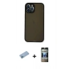 MARSİLYAN™- iPhone 12 Pro Kılıf Ahenk Çizgi Serisi - Siyah 34D Hayalet Izgaralı Cam + Shine Kamera Lens Koruma Cam - MI