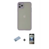 MARSİLYAN™- iPhone 12 Pro Kılıf Ahenk Çizgi Serisi - Siyah 34D Hayalet Izgaralı Cam + Shine Kamera Lens Koruma Cam - MI