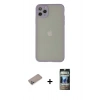 MARSİLYAN™- iPhone 12 Pro Kılıf Ahenk Çizgi Serisi - Siyah 34D Hayalet Izgaralı Cam + Shine Kamera Lens Koruma Cam - SABE