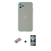 MARSİLYAN™- iPhone 12 Pro Kılıf Ahenk Çizgi Serisi - Siyah 34D Hayalet Izgaralı Cam + Shine Kamera Lens Koruma Cam - SABE