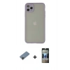 MARSİLYAN™- iPhone 12 Pro Kılıf Ahenk Çizgi Serisi - Siyah 34D Hayalet Izgaralı Cam + Shine Kamera Lens Koruma Cam - SH