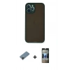 MARSİLYAN™- iPhone 12 Pro Kılıf Ahenk Çizgi Serisi - Siyah 34D Hayalet Izgaralı Cam + Shine Kamera Lens Koruma Cam - SH