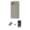 MARSİLYAN™- iPhone 12 Pro Kılıf Ahenk Çizgi Serisi - Siyah 360 Mat Full Body Arka Koruyucu + Metal Kamera Lens Koruma Cam - AKYL