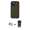 MARSİLYAN™- iPhone 12 Pro Kılıf Ahenk Çizgi Serisi - Siyah 360 Mat Full Body Arka Koruyucu + Rainbow Kamera Lens Koruma Cam - GD