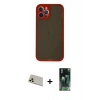 MARSİLYAN™- iPhone 12 Pro Kılıf Ahenk Çizgi Serisi - Siyah 360 Mat Full Body Arka Koruyucu + Rainbow Kamera Lens Koruma Cam - GD