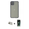 MARSİLYAN™- iPhone 12 Pro Kılıf Ahenk Çizgi Serisi - Siyah 360 Mat Full Body Arka Koruyucu + Rainbow Kamera Lens Koruma Cam - GD