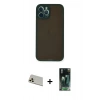 MARSİLYAN™- iPhone 12 Pro Kılıf Ahenk Çizgi Serisi - Siyah 360 Mat Full Body Arka Koruyucu + Rainbow Kamera Lens Koruma Cam - GD