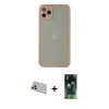 MARSİLYAN™- iPhone 12 Pro Kılıf Ahenk Çizgi Serisi - Siyah 360 Mat Full Body Arka Koruyucu + Rainbow Kamera Lens Koruma Cam - GD