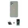 MARSİLYAN™- iPhone 12 Pro Kılıf Ahenk Çizgi Serisi - Siyah 360 Mat Full Body Arka Koruyucu + Kamera Lens Koruma Cam - SF