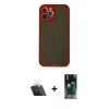 MARSİLYAN™- iPhone 12 Pro Kılıf Ahenk Çizgi Serisi - Siyah 360 Mat Full Body Arka Koruyucu + Kamera Lens Koruma Cam - SF