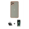 MARSİLYAN™- iPhone 12 Pro Kılıf Ahenk Çizgi Serisi - Siyah 360 Mat Full Body Arka Koruyucu + Kamera Lens Koruma Cam - SF