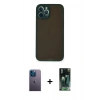 MARSİLYAN™- iPhone 12 Pro Kılıf Ahenk Çizgi Serisi - Siyah 360 Mat Full Body Arka Koruyucu + Neon Fosforlu Kamera Lens - MI