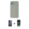 MARSİLYAN™- iPhone 12 Pro Kılıf Ahenk Çizgi Serisi - Siyah 360 Mat Full Body Arka Koruyucu + Neon Fosforlu Kamera Lens - MI