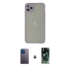 MARSİLYAN™- iPhone 12 Pro Kılıf Ahenk Çizgi Serisi - Siyah 360 Mat Full Body Arka Koruyucu + Neon Fosforlu Kamera Lens - MI