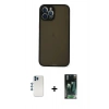 MARSİLYAN™- iPhone 12 Pro Kılıf Ahenk Çizgi Serisi - Siyah 360 Mat Full Body Arka Koruyucu + Shine Kamera Lens - MI