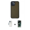 MARSİLYAN™- iPhone 12 Pro Kılıf Ahenk Çizgi Serisi - Siyah 360 Mat Full Body Arka Koruyucu + Shine Kamera Lens - MI
