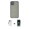 MARSİLYAN™- iPhone 12 Pro Kılıf Ahenk Çizgi Serisi - Siyah 360 Mat Full Body Arka Koruyucu + Shine Kamera Lens - MI