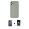 MARSİLYAN™- iPhone 12 Pro Kılıf Ahenk Çizgi Serisi - Siyah 360 Mat Full Body Arka Koruyucu + Neon Fosforlu Kamera Lens - TU