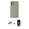 MARSİLYAN™- iPhone 12 Pro Kılıf Ahenk Çizgi Serisi - Siyah 360 Mat Full Body Arka Koruyucu + Renkli Kamera Lens Koruma Cam - MI