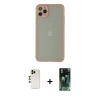 MARSİLYAN™- iPhone 12 Pro Kılıf Ahenk Çizgi Serisi - Siyah 360 Mat Full Body Arka Koruyucu + Shine Kamera Lens - GD