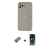 MARSİLYAN™- iPhone 12 Pro Kılıf Ahenk Çizgi Serisi - Siyah 360 Mat Full Body Arka Koruyucu + Shine Kamera Lens Koruma Cam - SH