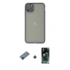 MARSİLYAN™- iPhone 12 Pro Kılıf Ahenk Çizgi Serisi - Siyah 360 Mat Full Body Arka Koruyucu + Shine Kamera Lens Koruma Cam - SH