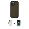 MARSİLYAN™- iPhone 12 Pro Kılıf Ahenk Çizgi Serisi - Siyah 360 Mat Full Body Arka Koruyucu + Shine Kamera Lens - GD