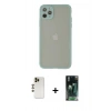 MARSİLYAN™- iPhone 12 Pro Kılıf Ahenk Çizgi Serisi - Siyah 360 Mat Full Body Arka Koruyucu + Shine Kamera Lens - GD