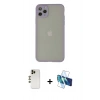 MARSİLYAN™- iPhone 12 Pro Kılıf Ahenk Çizgi Serisi - Siyah 3D Antistatik Cam Ekran Koruyucu + Shine Kamera Lens - GD