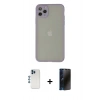 MARSİLYAN™- iPhone 12 Pro Kılıf Ahenk Çizgi Serisi - Siyah 3D Antistatik Hayalet Cam Ekran Koruyucu + Shine Kamera Lens - MI