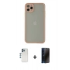 MARSİLYAN™- iPhone 12 Pro Kılıf Ahenk Çizgi Serisi - Siyah 3D Antistatik Hayalet Cam Ekran Koruyucu + Shine Kamera Lens - MI