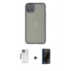 MARSİLYAN™- iPhone 12 Pro Kılıf Ahenk Çizgi Serisi - Siyah 3D Antistatik Hayalet Cam Ekran Koruyucu + Shine Kamera Lens - MI