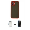 MARSİLYAN™- iPhone 12 Pro Kılıf Ahenk Çizgi Serisi - Siyah 3D Antistatik Hayalet Cam Ekran Koruyucu + Shine Kamera Lens - MI