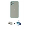 MARSİLYAN™- iPhone 12 Pro Kılıf Ahenk Çizgi Serisi - Siyah 3D Antistatik Seramik Nano Ekran Koruyucu + Gold Rainbow Kamera Lens Koruma Cam