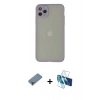 MARSİLYAN™- iPhone 12 Pro Kılıf Ahenk Çizgi Serisi - Siyah 3D Antistatik Seramik Nano Ekran Koruyucu + Metal Kamera Lens Koruma Cam - MR