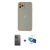 MARSİLYAN™- iPhone 12 Pro Kılıf Ahenk Çizgi Serisi - Siyah 3D Antistatik Seramik Nano Ekran Koruyucu + Neon Fosforlu Kamera Lens - YL