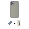 MARSİLYAN™- iPhone 12 Pro Kılıf Ahenk Çizgi Serisi - Siyah 6D Mat Seramik Hayalet Nano Ekran Koruyucu + Açık Yeşil Metal Kamera Lens Koruma Cam