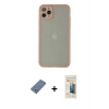 MARSİLYAN™- iPhone 12 Pro Kılıf Ahenk Çizgi Serisi - Siyah 6D Mat Seramik Hayalet Nano Ekran Koruyucu + Açık Yeşil Metal Kamera Lens Koruma Cam
