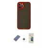 MARSİLYAN™- iPhone 12 Pro Kılıf Ahenk Çizgi Serisi - Siyah 6D Mat Seramik Hayalet Nano Ekran Koruyucu + Açık Yeşil Metal Kamera Lens Koruma Cam