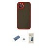 MARSİLYAN™- iPhone 12 Pro Kılıf Ahenk Çizgi Serisi - Siyah 6D Mat Seramik Hayalet Nano Ekran Koruyucu + Shine Kamera Lens Koruma Cam - GD