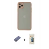 MARSİLYAN™- iPhone 12 Pro Kılıf Ahenk Çizgi Serisi - Siyah 6D Mat Seramik Hayalet Nano Ekran Koruyucu + Metal Kamera Lens Koruma Cam - GD
