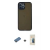 MARSİLYAN™- iPhone 12 Pro Kılıf Ahenk Çizgi Serisi - Siyah 6D Mat Seramik Hayalet Nano Ekran Koruyucu + Shine Kamera Lens Koruma Cam - GD