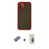 MARSİLYAN™- iPhone 12 Pro Kılıf Ahenk Çizgi Serisi - Siyah 6D Mat Seramik Hayalet Nano Ekran Koruyucu + Metal Kamera Lens Koruma Cam - GD