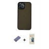 MARSİLYAN™- iPhone 12 Pro Kılıf Ahenk Çizgi Serisi - Siyah 6D Mat Seramik Hayalet Nano Ekran Koruyucu + Metal Kamera Lens Koruma Cam - GD