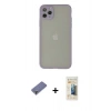 MARSİLYAN™- iPhone 12 Pro Kılıf Ahenk Çizgi Serisi - Siyah 6D Mat Seramik Hayalet Nano Ekran Koruyucu + Metal Kamera Lens Koruma Cam - GD