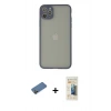 MARSİLYAN™- iPhone 12 Pro Kılıf Ahenk Çizgi Serisi - Siyah 6D Mat Seramik Hayalet Nano Ekran Koruyucu + Shine Kamera Lens Koruma Cam - GD